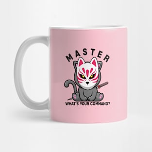 cute ninja cat with japanese mask Mug